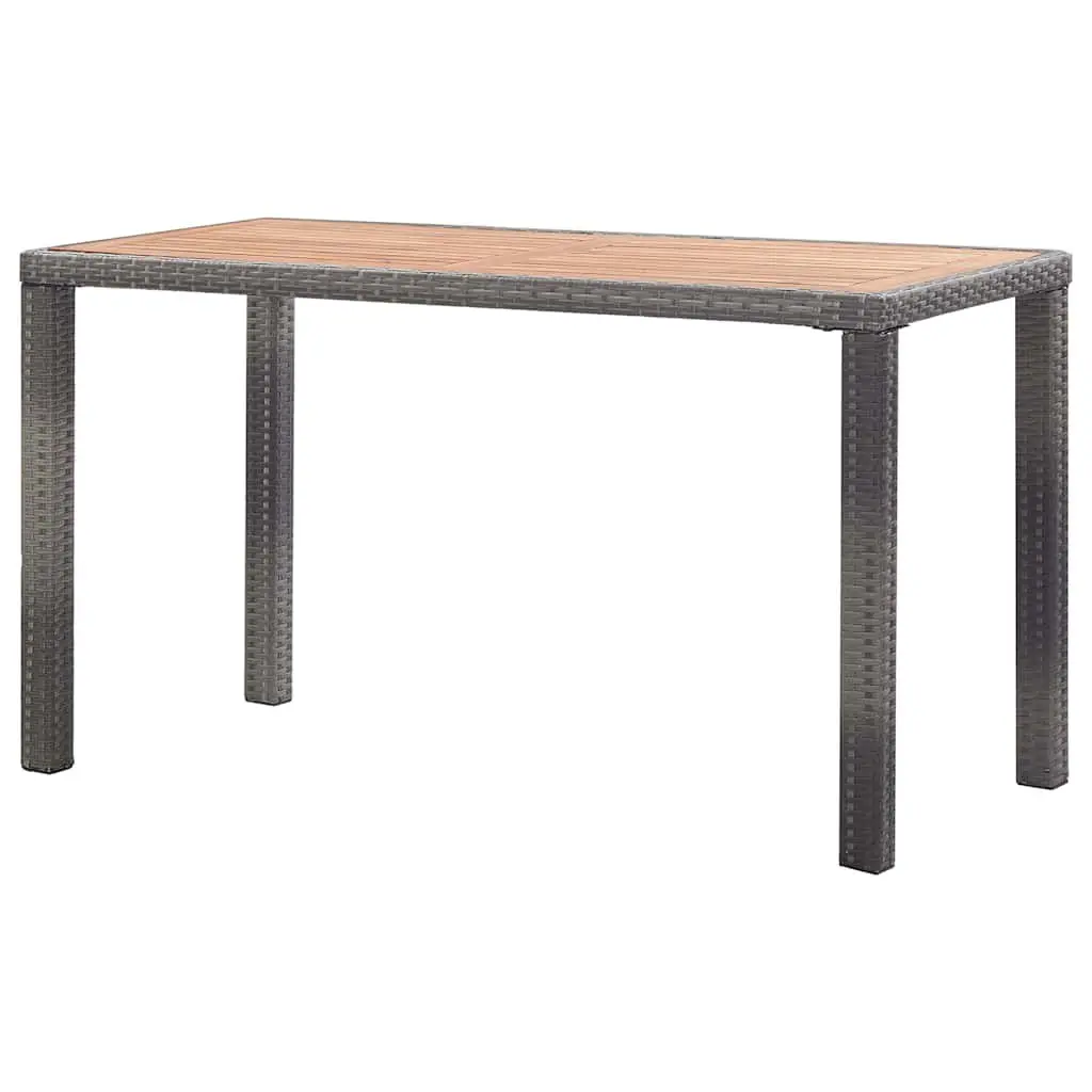 Outdoor Table Rattan Frame Acacia Wood Anthracite Brown 123x60x74cm