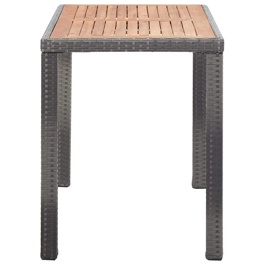 Outdoor Table Rattan Frame Acacia Wood Anthracite Brown 123x60x74cm