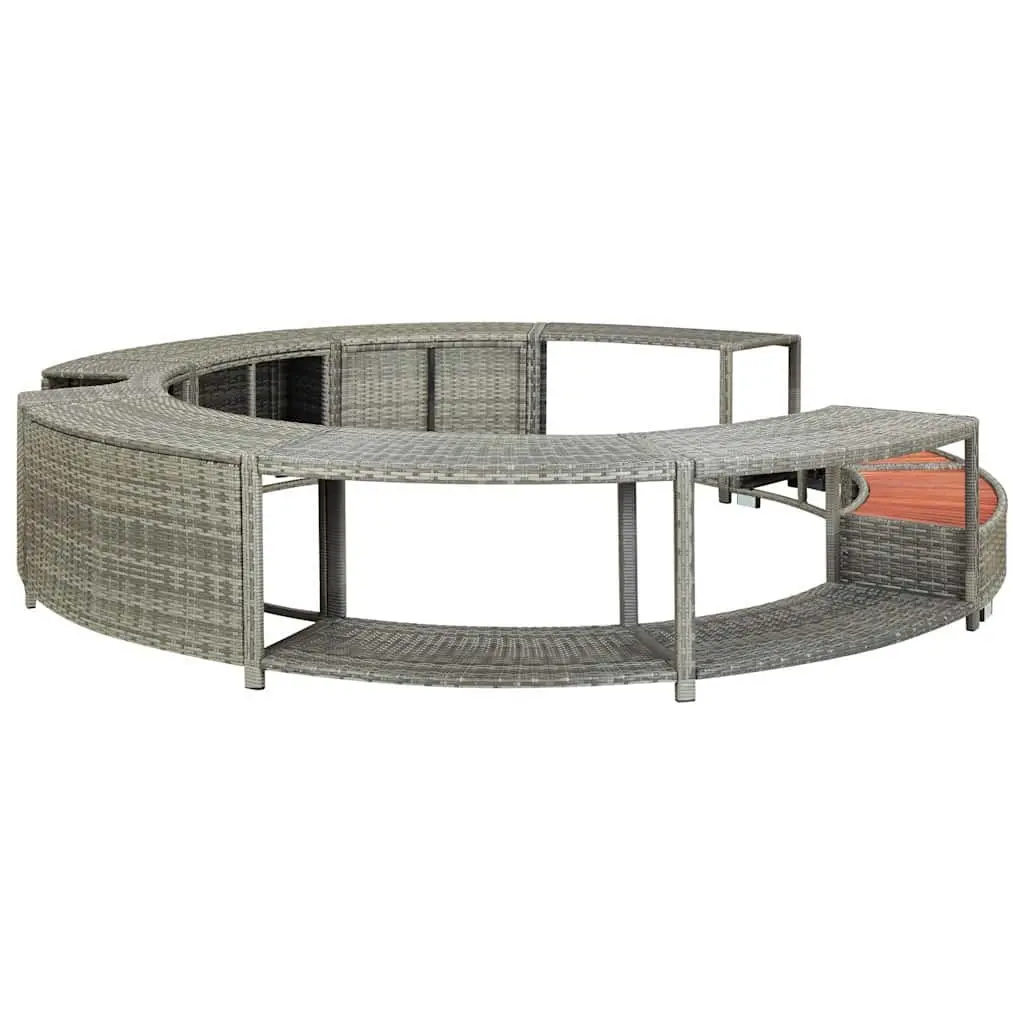 Hot Tub Surround Grey Poly Rattan Spa Accessory Storage Organiser Outdoor