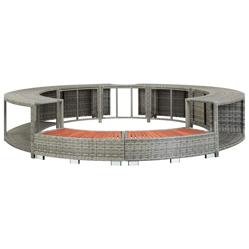Hot Tub Surround Grey Poly Rattan Spa Accessory Storage Organiser Outdoor
