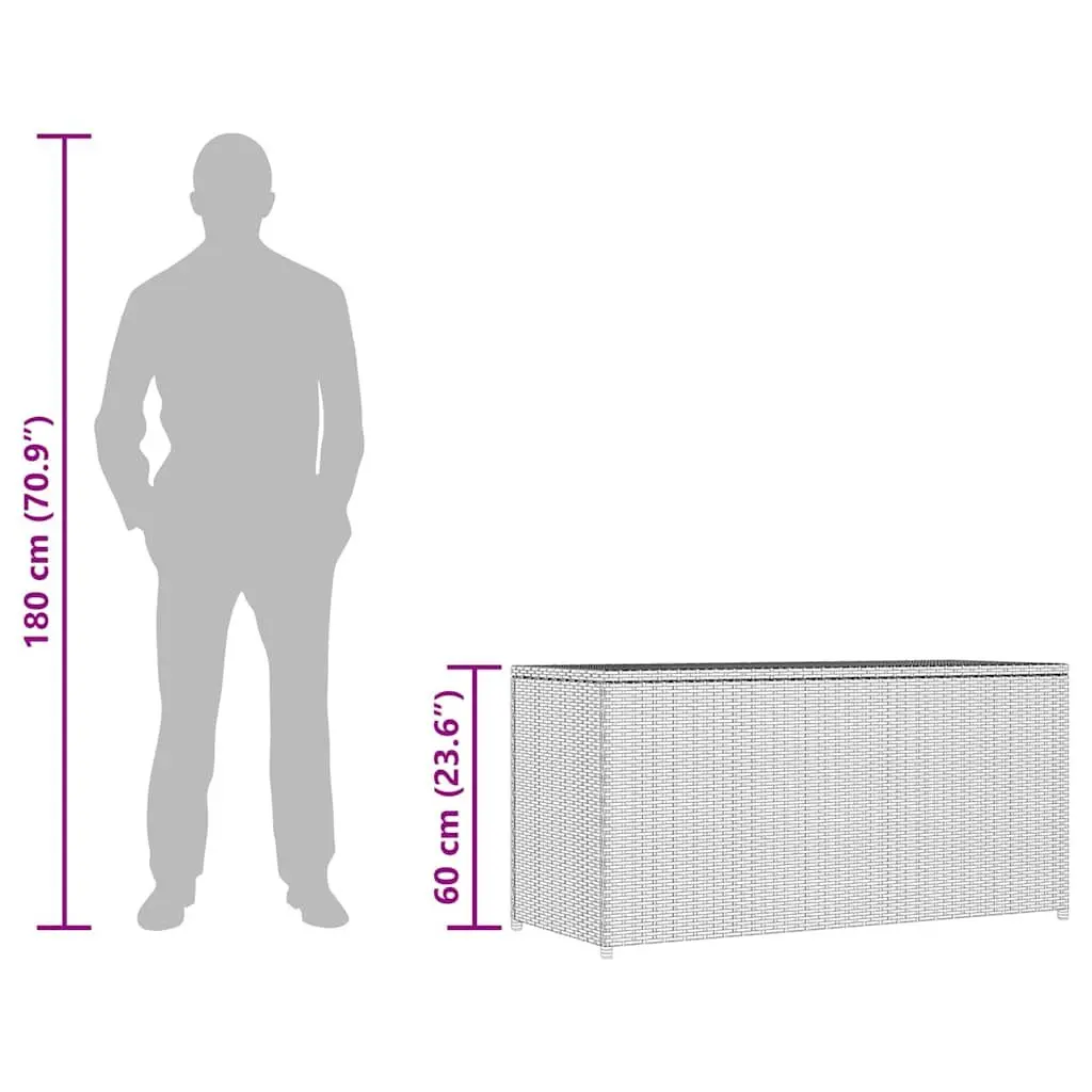 Garden Storage Box PE Rattan 120 x 50 x 60 cm Grey Outdoor Furniture Chest