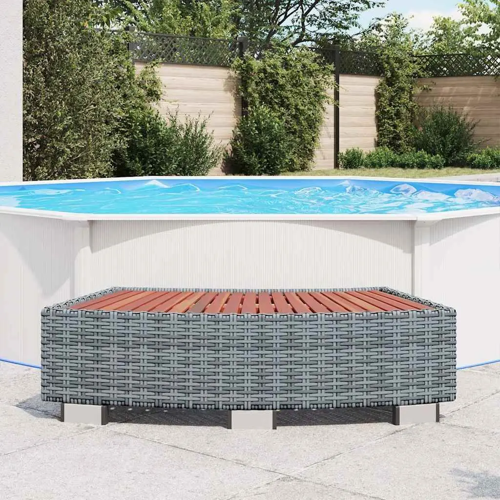 Spa Step Grey Poly Rattan Hot Tub Access Pool Ladder Stepping Stool Outdoor