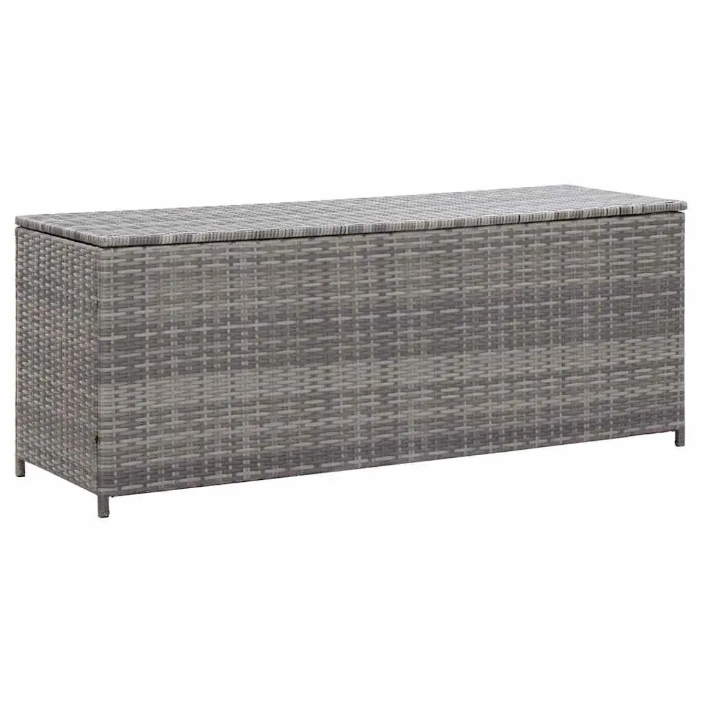 Garden Storage Box Poly Rattan 150x50x60cm Grey Outdoor Chest Bench Furniture
