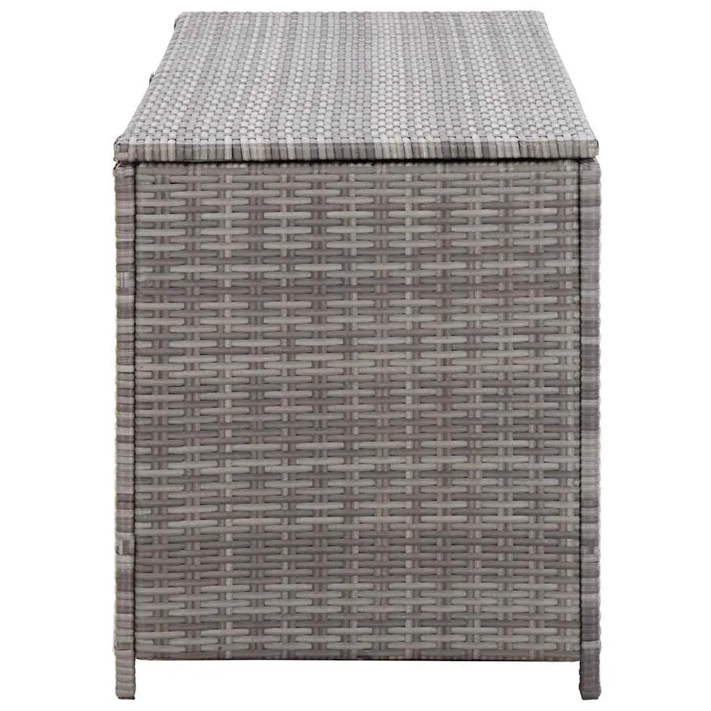 Garden Storage Box Poly Rattan 150x50x60cm Grey Outdoor Chest Bench Furniture