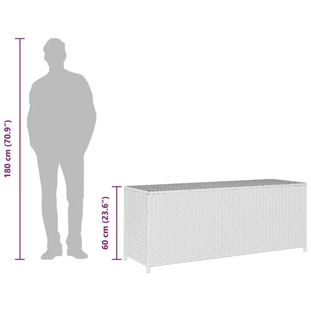 Garden Storage Box Poly Rattan 150x50x60cm Grey Outdoor Chest Bench Furniture