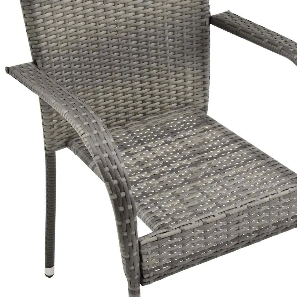 Stackable Outdoor Chairs PE Rattan Powder-coated Steel 2 Piece Grey