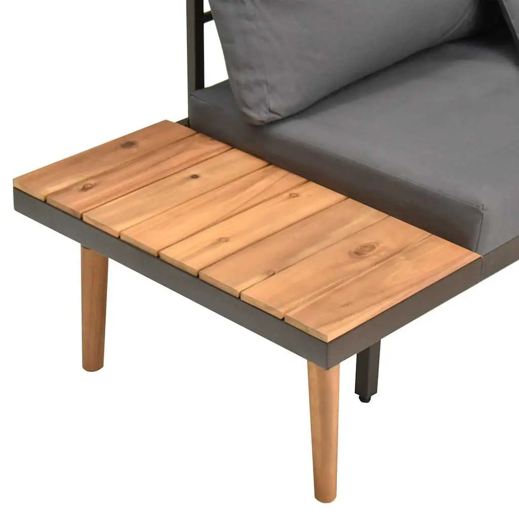 Garden Lounge Set Solid Acacia Wood and Steel Frame 4 Piece Outdoor Sofa with Cushions Grey