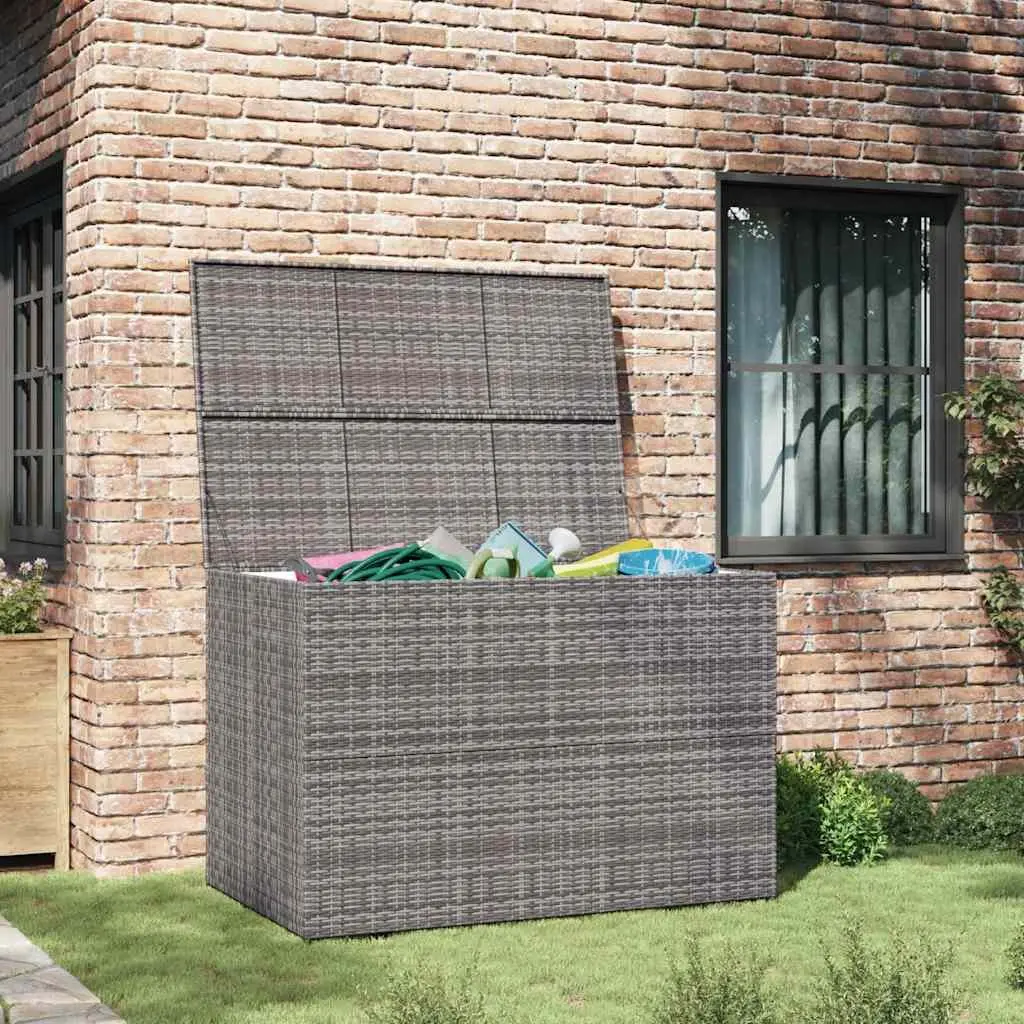 Outdoor Storage Box Poly Rattan Grey 150 x 100 x 100 cm