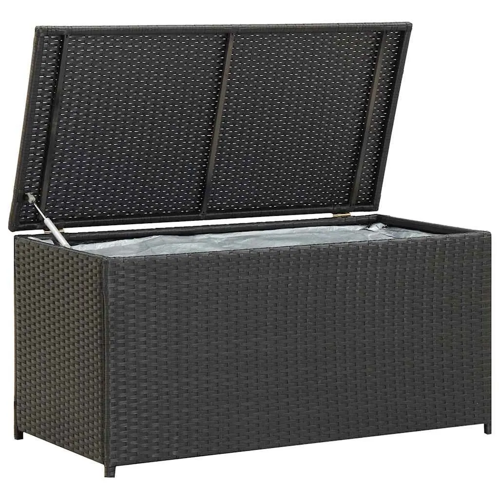 Outdoor Storage Box Poly Rattan 100x50x50cm Garden Chest Black