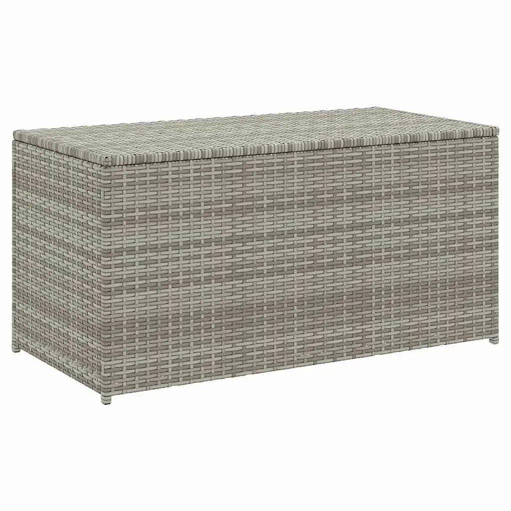 Outdoor Storage Box Poly Rattan Grey 100x50x50cm Durable Steel Frame with Removable Liner for Garden Cushions and Accessories