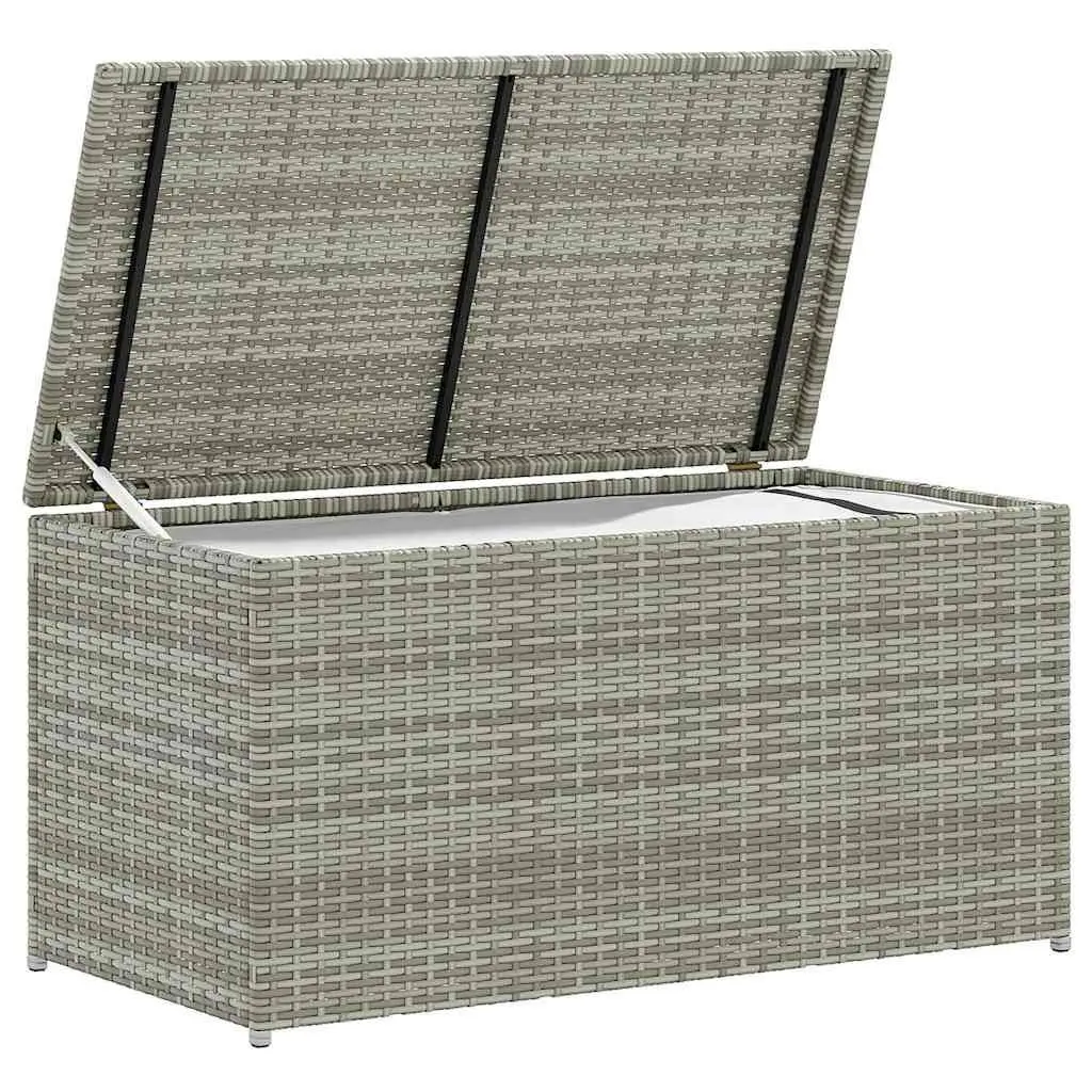 Outdoor Storage Box Poly Rattan Grey 100x50x50cm Durable Steel Frame with Removable Liner for Garden Cushions and Accessories