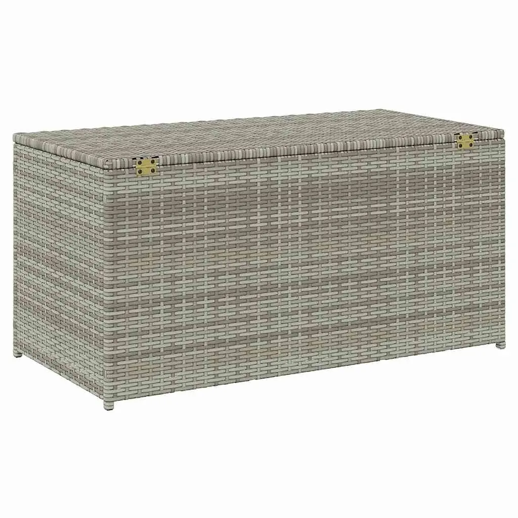 Outdoor Storage Box Poly Rattan Grey 100x50x50cm Durable Steel Frame with Removable Liner for Garden Cushions and Accessories