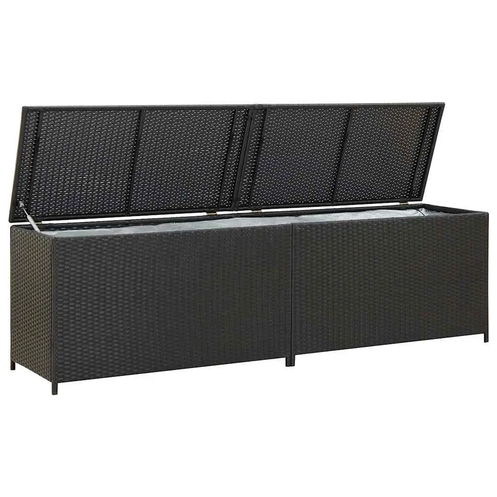 Outdoor Storage Box Poly Rattan Garden Deck Patio Furniture Chest Black