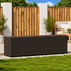 Garden Storage Box Outdoor Poly Rattan Brown 200x50x60 cm Deck Container