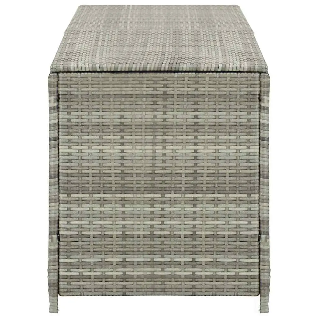 Garden Storage Box Grey Poly Rattan Trunk with Steel Frame 200x50x60cm for Outdoor Patio Furniture