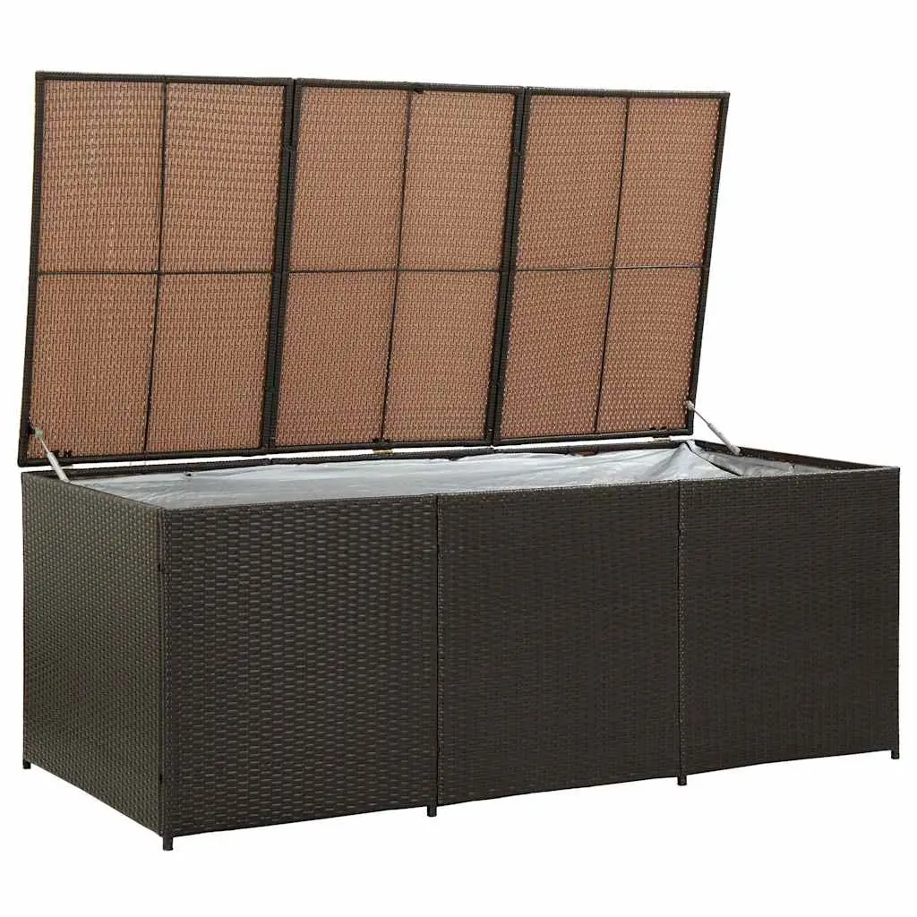 Outdoor Storage Box Brown Hand-Woven Poly Rattan 180x90x70cm Powder-Coated Steel Frame