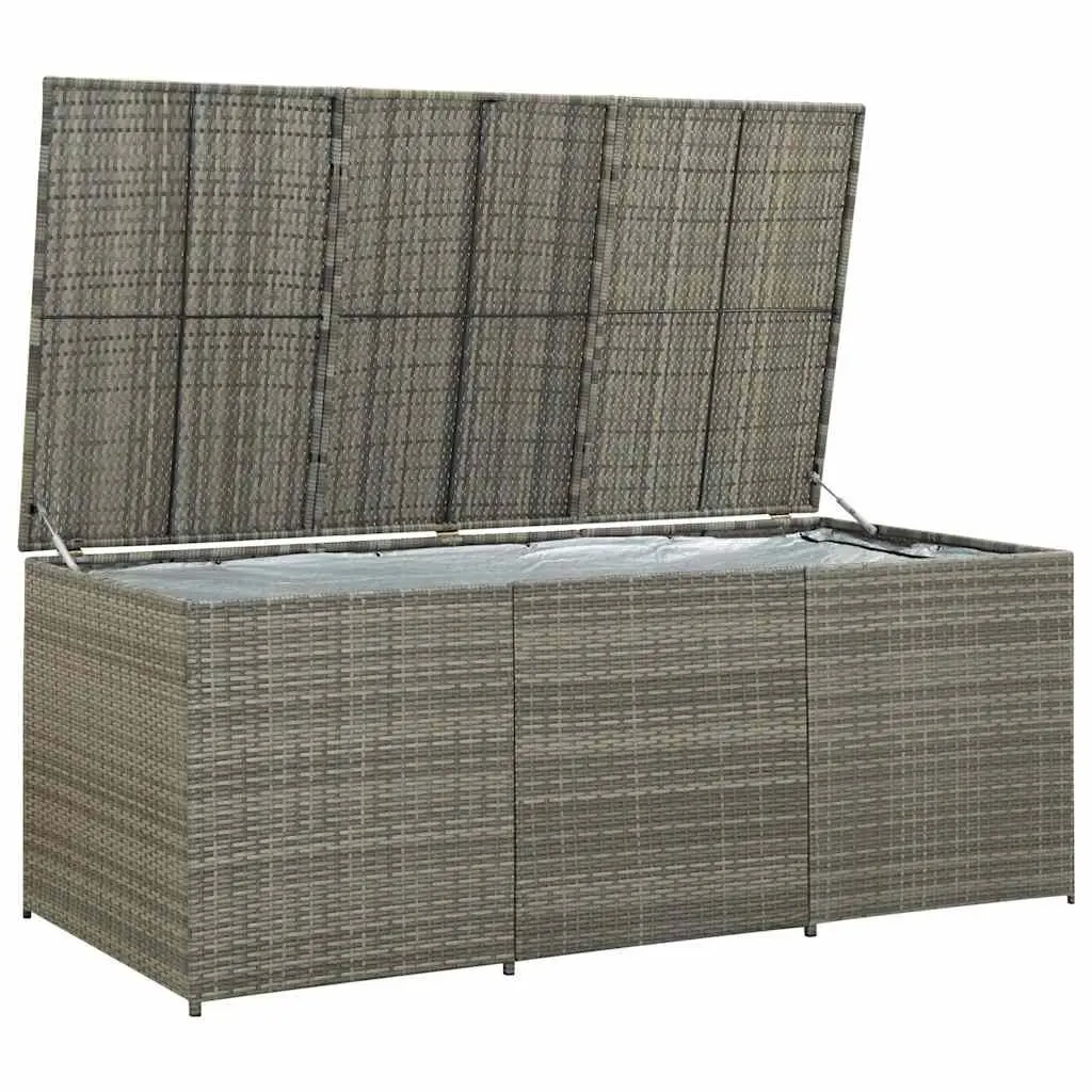 Outdoor Storage Box Grey Poly Rattan 180x90x70cm Durable Outdoor Container for Garden Furniture and Cushions