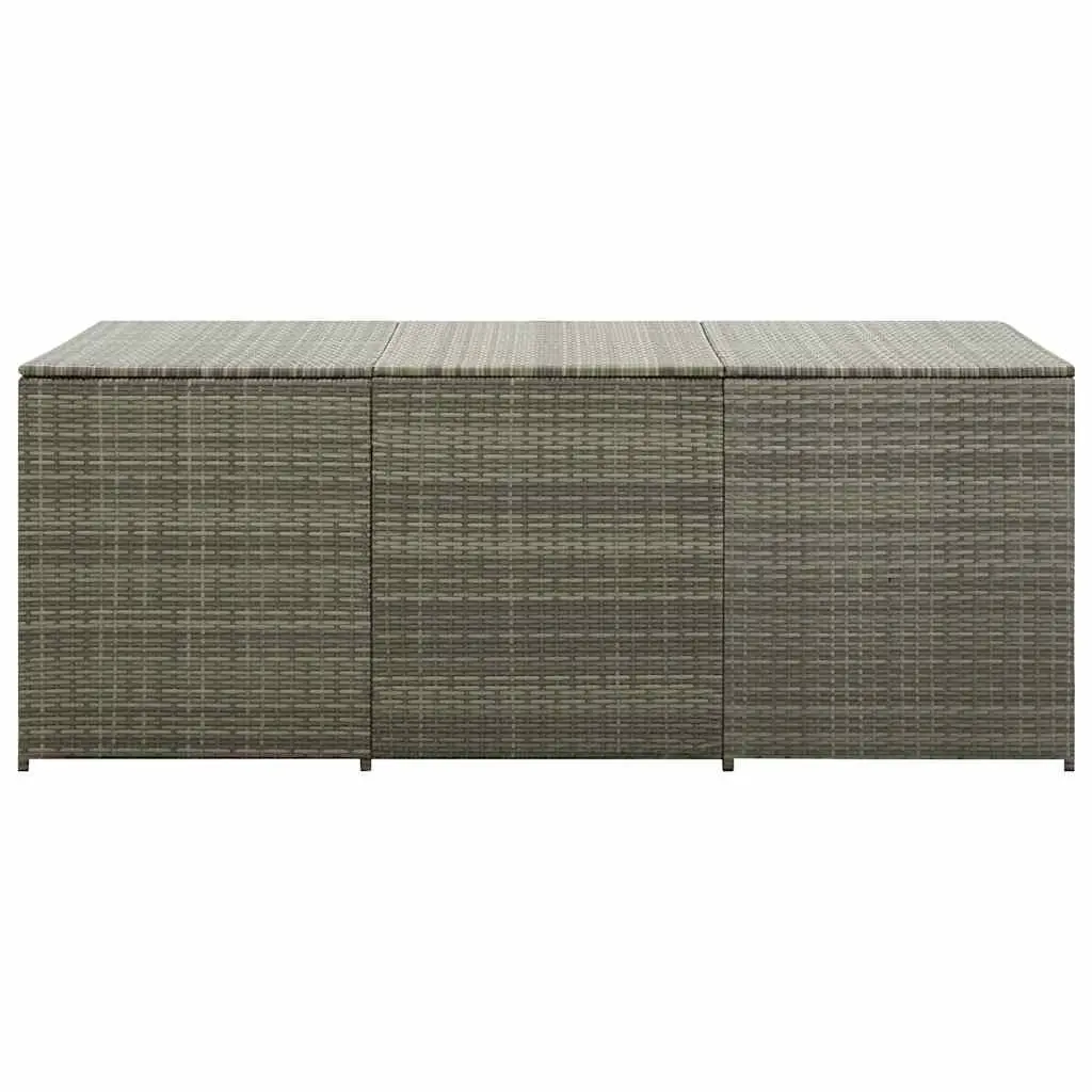Outdoor Storage Box Grey Poly Rattan 180x90x70cm Durable Outdoor Container for Garden Furniture and Cushions