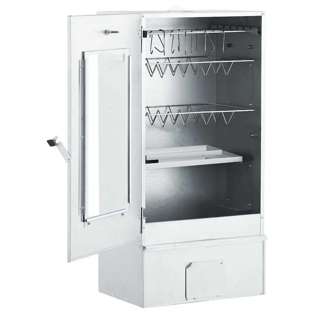 Outdoor BBQ Smoker Galvanised Steel 83cm Silver