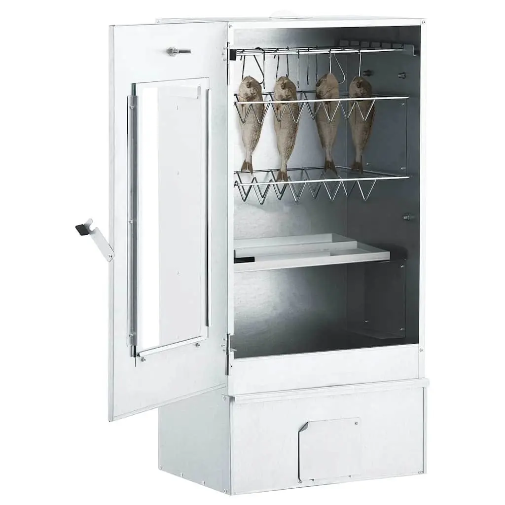 Outdoor BBQ Smoker Galvanised Steel 83cm Silver