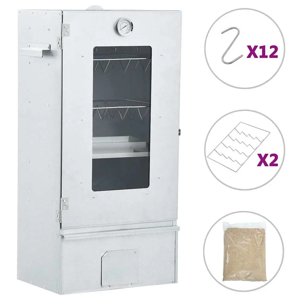Outdoor BBQ Smoker Galvanised Steel 83cm Silver
