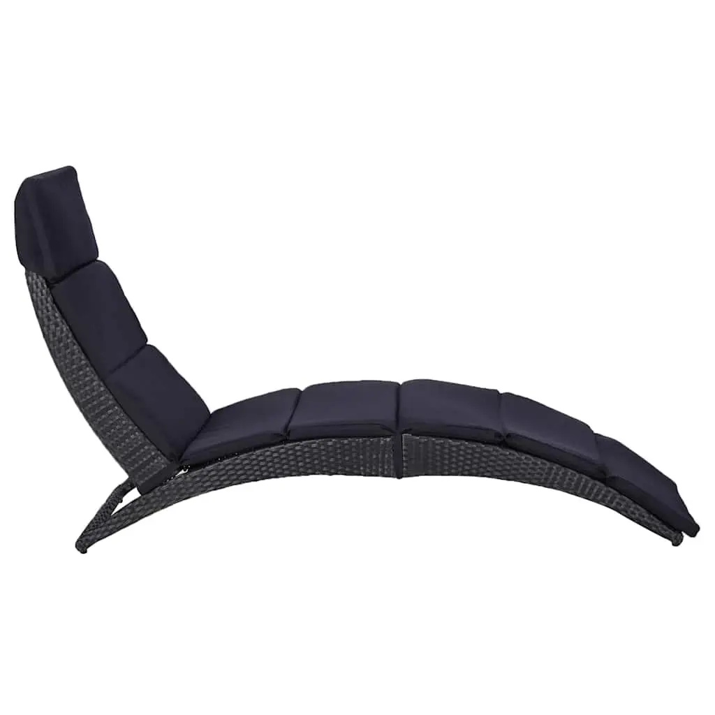 Sun Lounger Outdoor Sunbed Poly Rattan Foldable Garden Patio Relaxing Chair