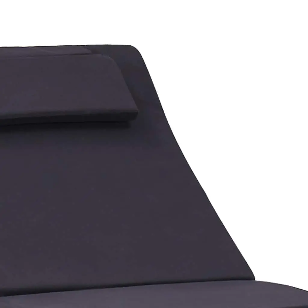Sunbed Outdoor Recliner Chair Adjustable Black Poly Rattan with Cushions for Garden and Patio Furniture