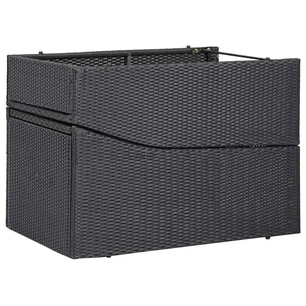 Sunbed Outdoor Recliner Chair Adjustable Black Poly Rattan with Cushions for Garden and Patio Furniture