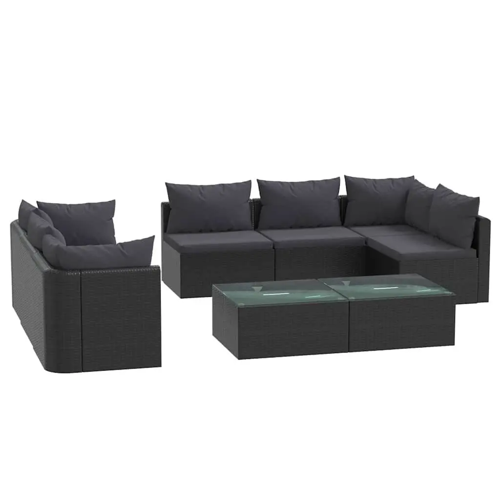 Garden Lounge Set 9 Piece Outdoor Sofa Set Poly Rattan Black Modular Patio