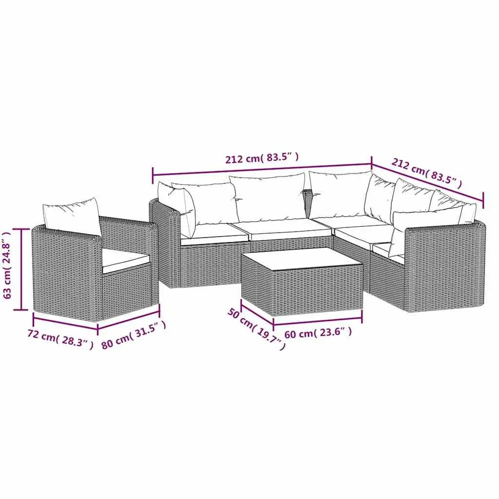 7 Piece Sectional Sofa Set for Outdoor Use