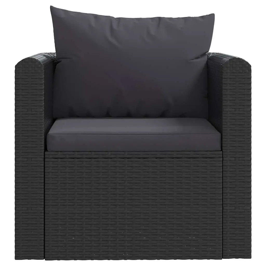 Outdoor Single Sofa Poly Rattan Garden Patio Lounge Seat with Cushions Black