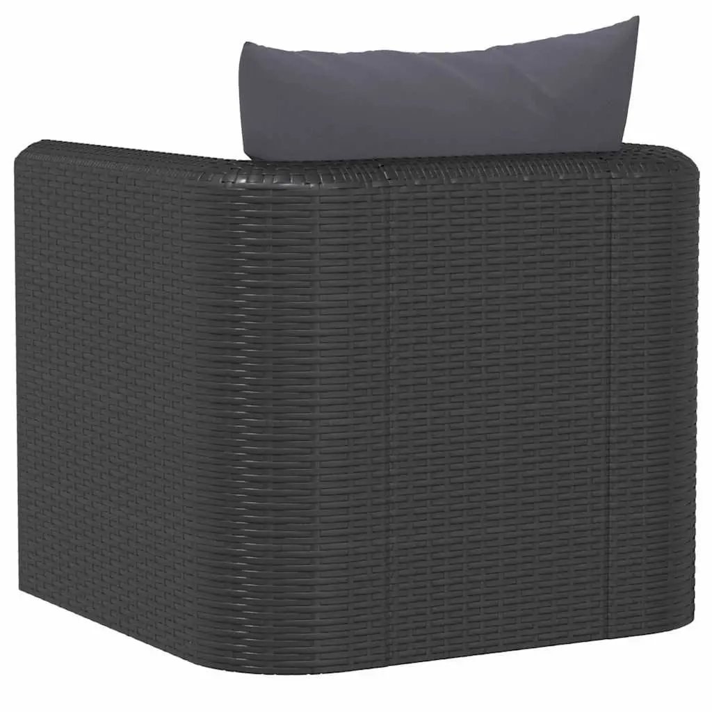 Outdoor Single Sofa Poly Rattan Garden Patio Lounge Seat with Cushions Black
