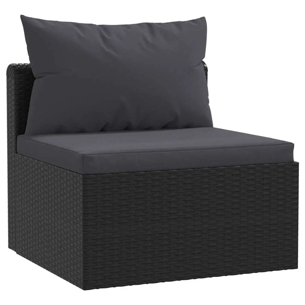 Outdoor Sectional Sofa Set 4 Piece Garden Furniture Poly Rattan Black Cushions