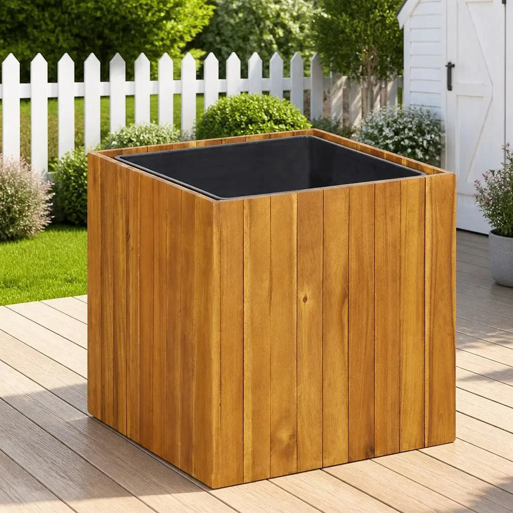 Garden Raised Bed Pot 43.5x43.5x44 cm Solid Acacia Wood Planter Box