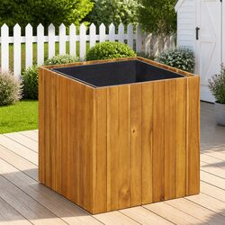 Garden Raised Bed Pot 43.5x43.5x44 cm Solid Acacia Wood Planter Box