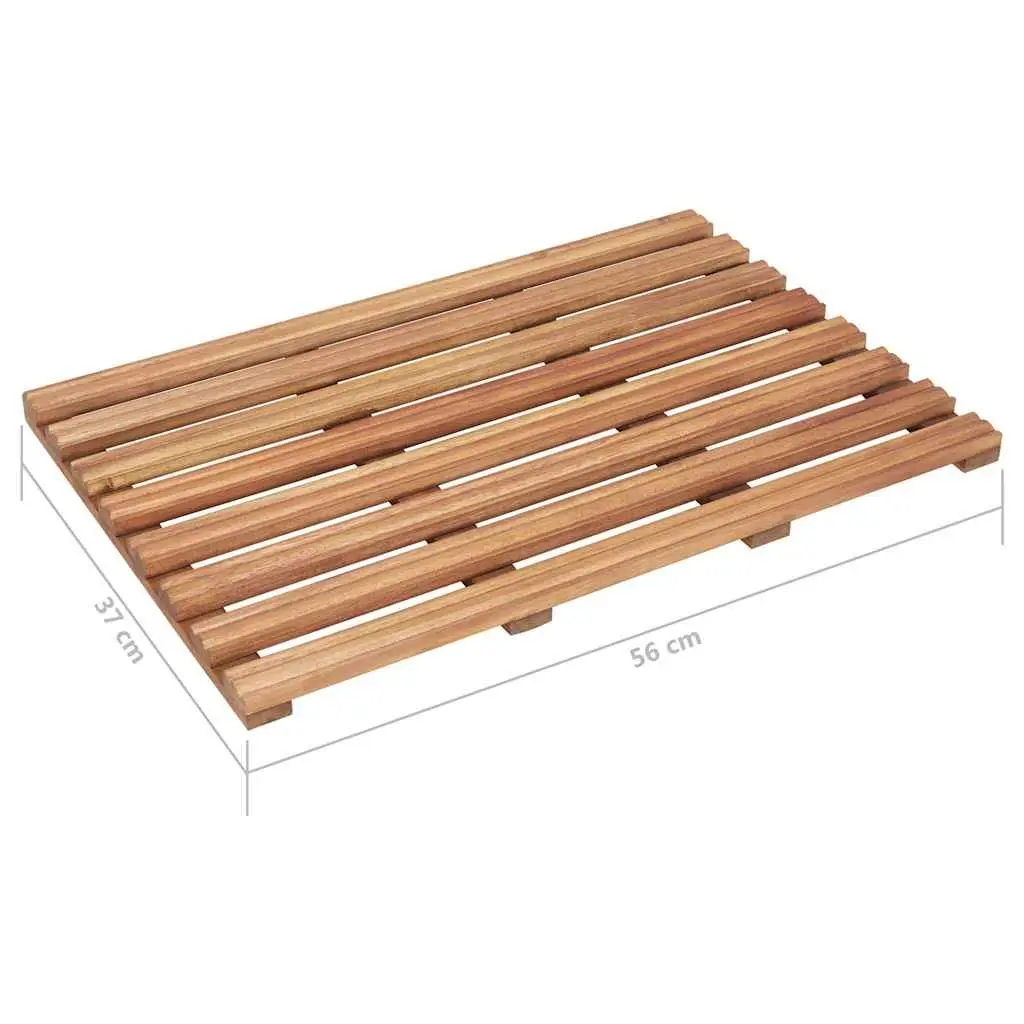 Bath Mats 2 pcs Acacia Wood 56x37 cm Bathroom Shower Non-Slip Slatted Design