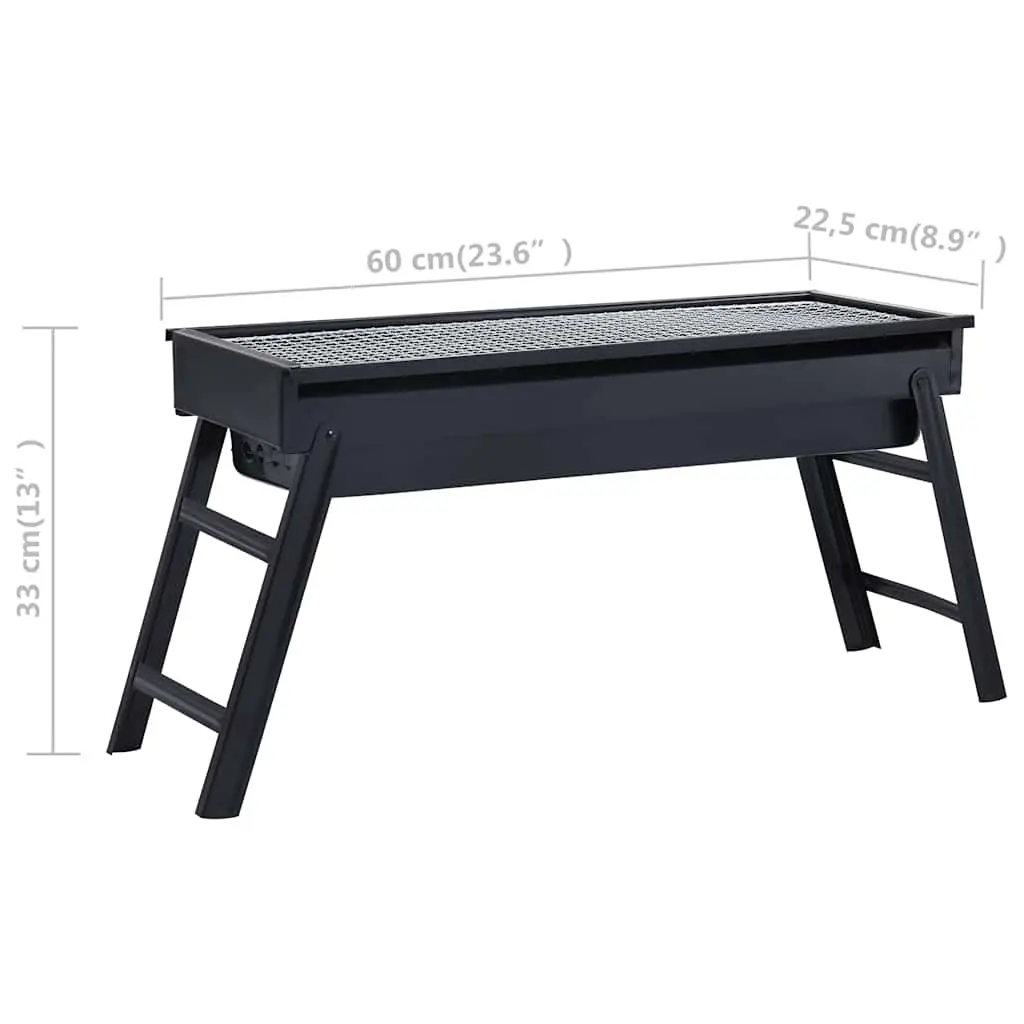 Portable Charcoal BBQ Grill Folding Steel Tabletop Black