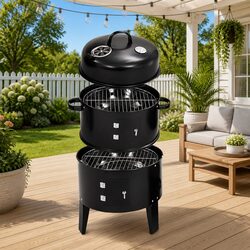 Perfect for Family Barbecues: 3-in-1 Charcoal Smoker Grill