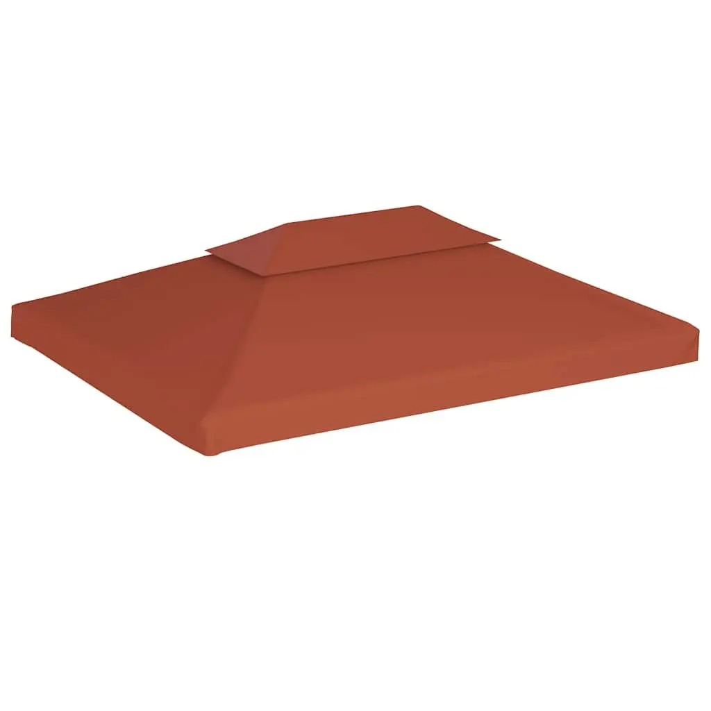 2-Tier Gazebo Top Cover 4x3 m Waterproof Replacement Canopy Sunshade Brown