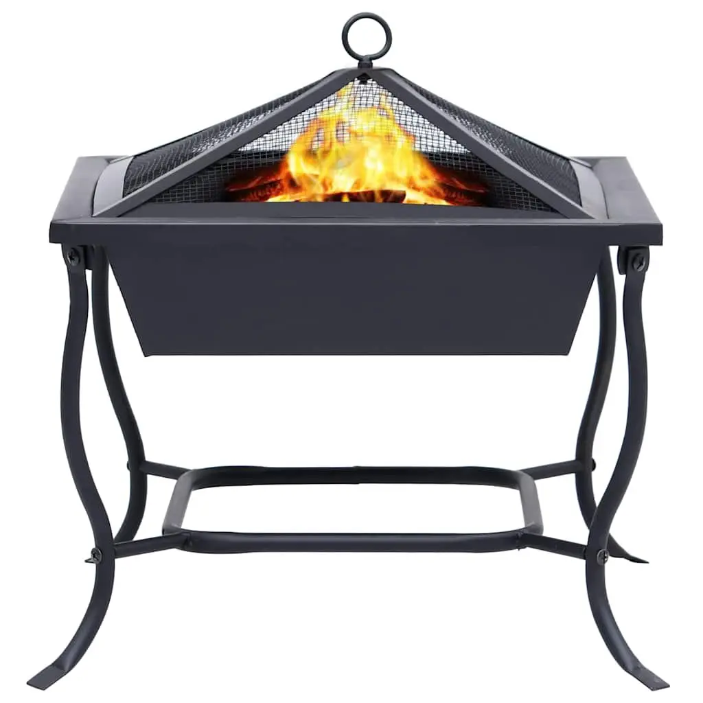 Fire Pit Steel Bowl 42cm Black Garden Patio Heater Outdoor Wood Burner