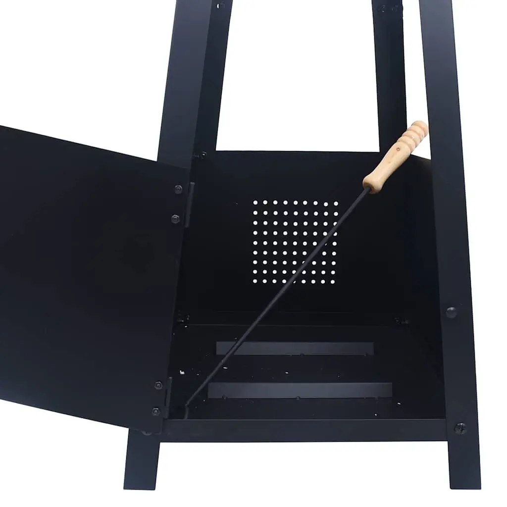 Fire Pit Steel Bowl Black Pyramid Outdoor Patio Heater 35 x 35 x 99 cm