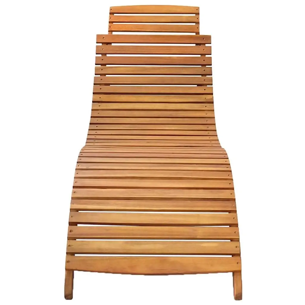 Folding Chair Brown Outdoor Patio Garden Lounge Sun Lounger Solid Acacia Wood