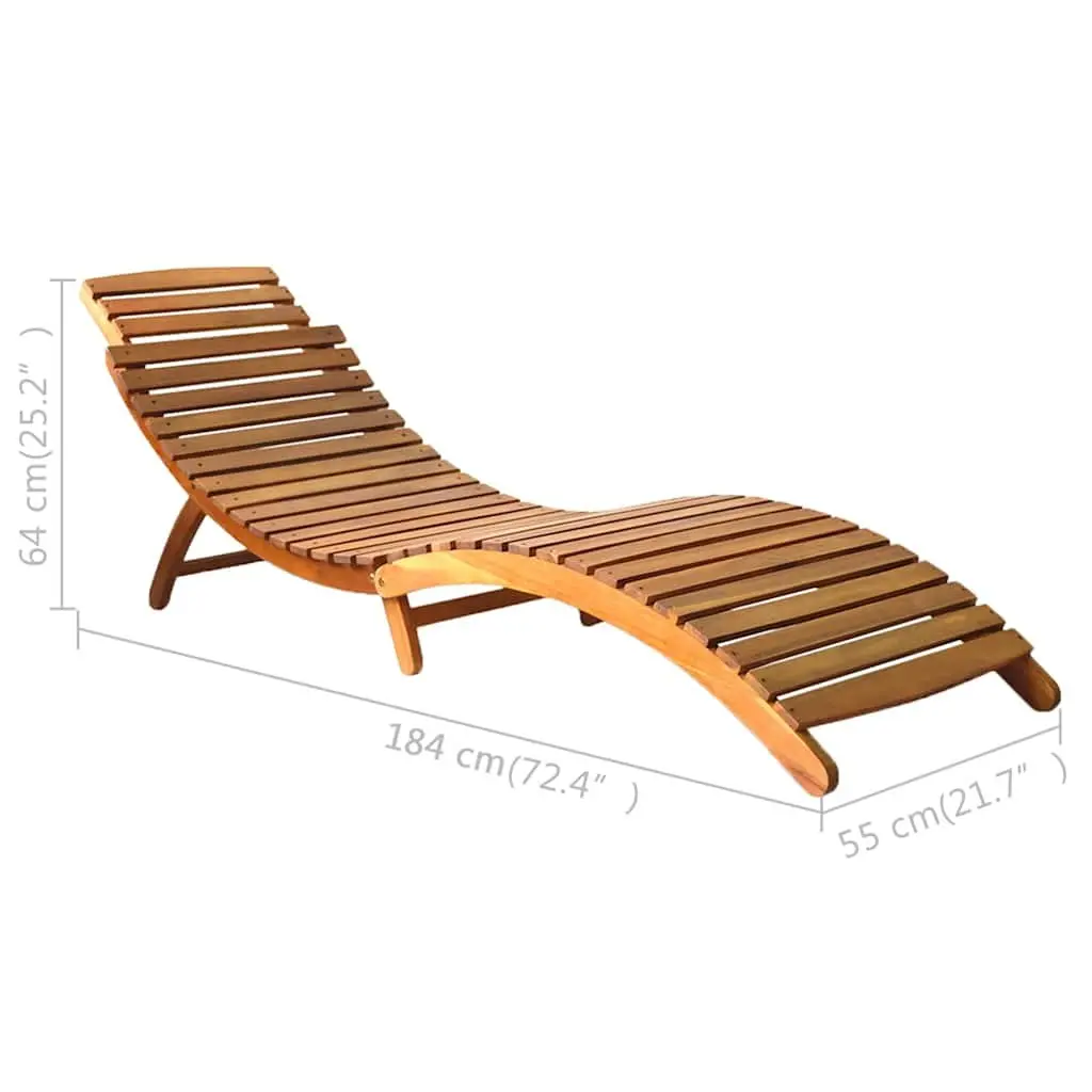 Folding Chair Brown Outdoor Patio Garden Lounge Sun Lounger Solid Acacia Wood
