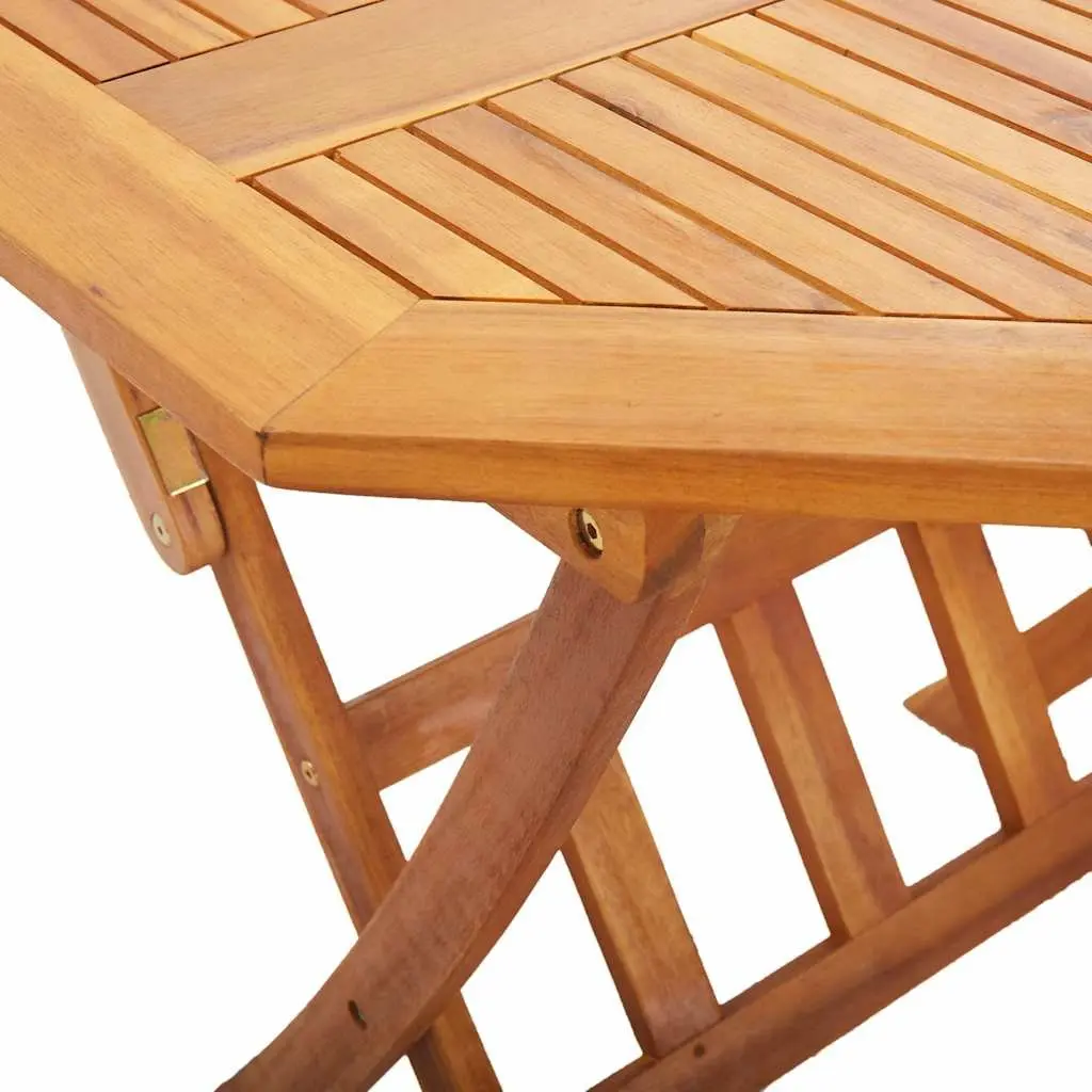Outdoor Dining Table Folding Solid Acacia Wood Brown 135x85x75cm with Parasol Hole