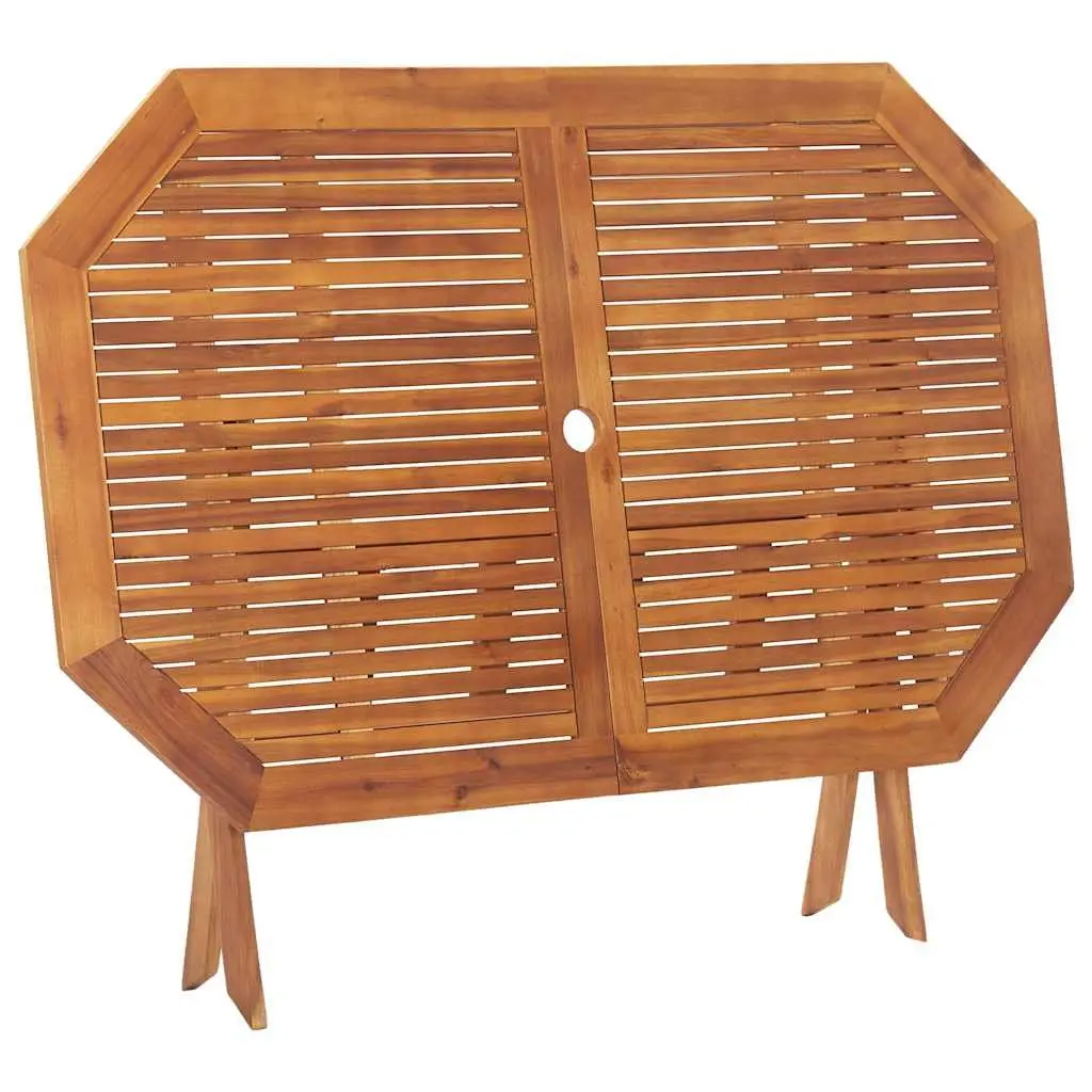 Outdoor Dining Table Folding Solid Acacia Wood Brown 135x85x75cm with Parasol Hole