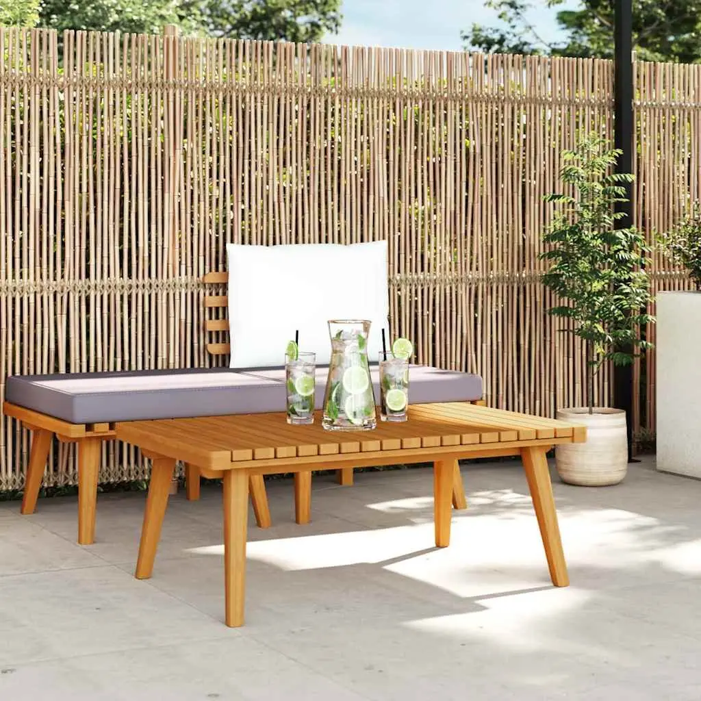 Outdoor Coffee Table Solid Acacia Wood Slatted Tabletop 90x55x35cm Brown