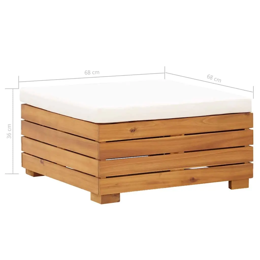 Outdoor Sectional Footrest with Cushion Solid Wood Brown Garden Seating Unit