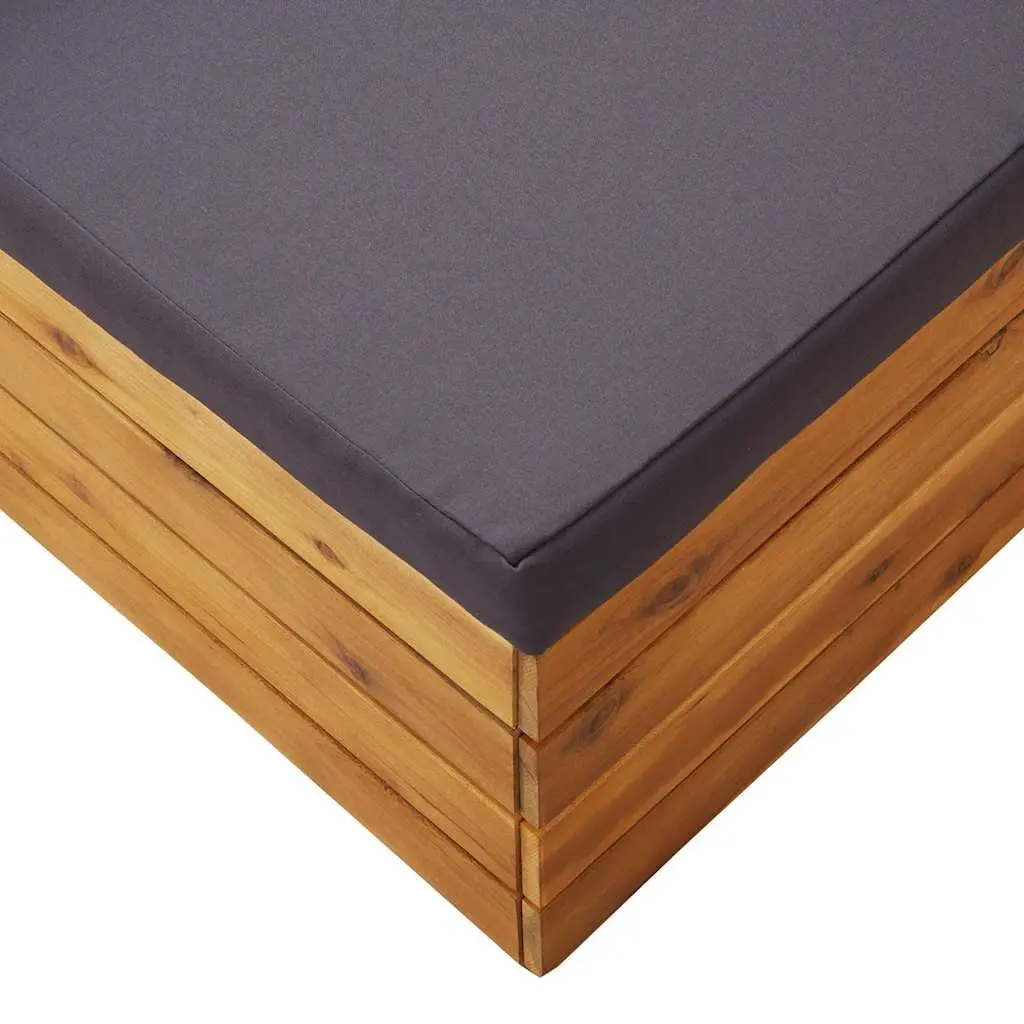 Outdoor Footrest Solid Wood Brown with Cushion