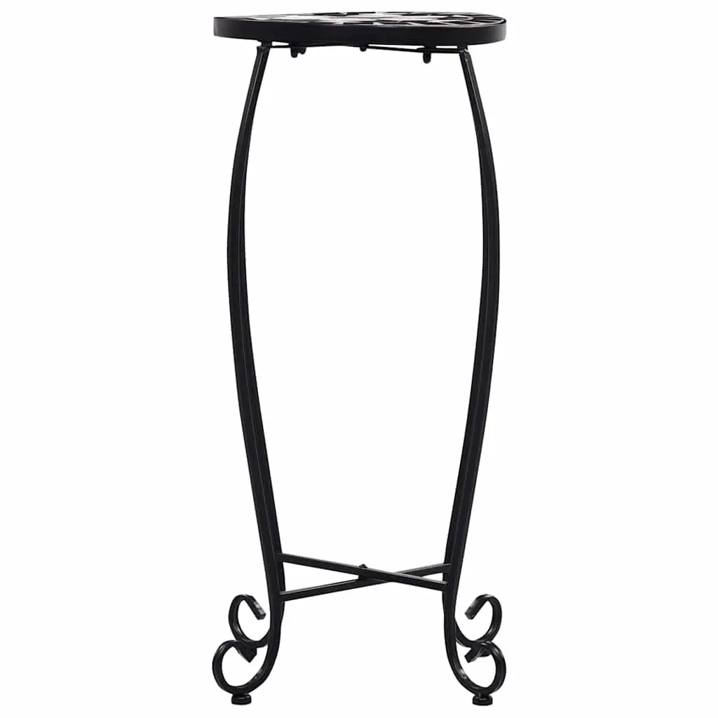 Mosaic Plant Stand Set 3 pcs Black White Ceramic Coffee Table Garden Balcony
