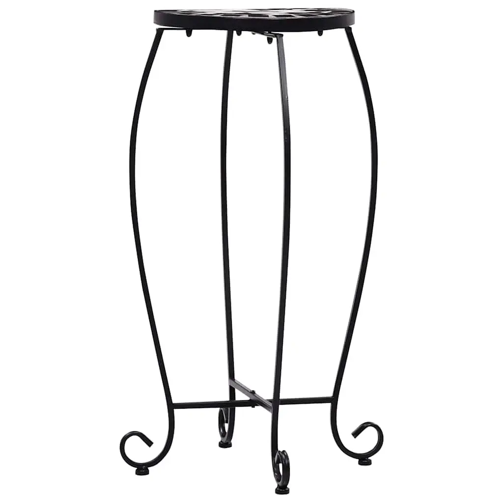 Mosaic Plant Stand Set 3 pcs Black White Ceramic Coffee Table Garden Balcony